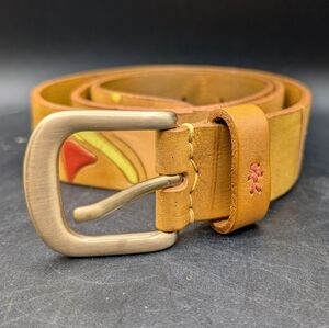 Henry Beguelin Picasso Bufalo Curry Leather Belt, Size 90 (32.5 - 36.5 In)